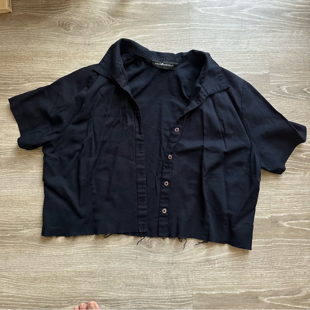 Navy short sleeve top